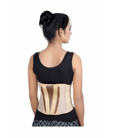 Wonder Care- Beige Lumbar Support Breathable Elastic Back Support Belt For Men Women Back Brace For Lower Back Pain Belt Posture Brace Back Pain Relief B-102-Small Small(28-31)