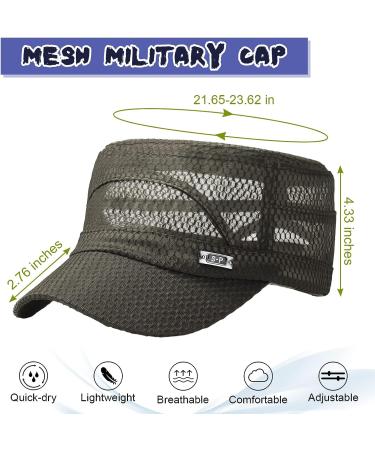 Breathable Military Cadet Cap Set - Black & Army Green | Mesh Sunshade Army Flat Top Cap - Buy Online on GoSupps.com