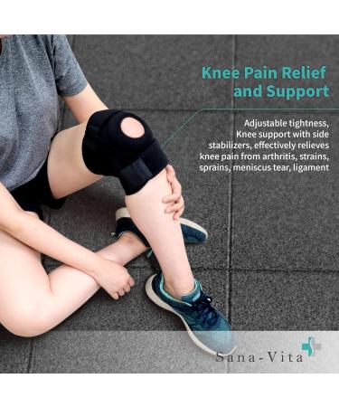 Sana-Vita Pro Knee Brace - Ultimate Pain Relief & Support for Sports | Meniscus Tear & Arthritis | One Size Black - Buy Online on GoSupps.com
