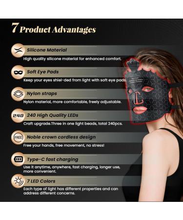 Wireless Red Light Therapy Mask for Face - 7 Colors LED Skin Care for Wrinkle Reduction & Anti-Aging | Portable & Effective - Buy Online on GoSupps.com