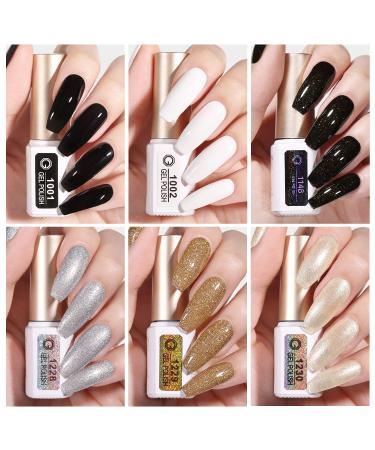 GAOY Gel Nail Polish Kit with UV Lamp, 6 Colors + Manicure Tools - Glitter Obsidian Set - Buy Online on GoSupps.com