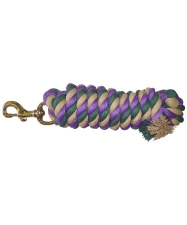 Hamilton Cotton Lead with Brass-Plated Bolt Snap, 3/4-Inch by 10-Feet, Multi Striped, Dark Green/Purple/Tan