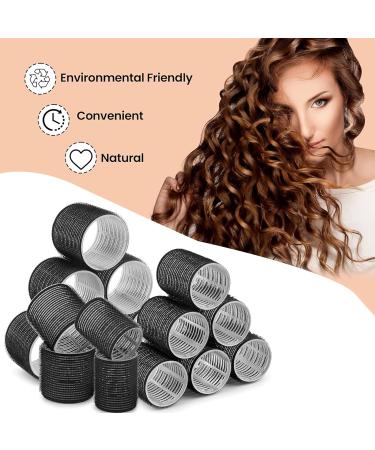 Hair Rollers Velcro Rollers for Hair 18 Pcs Self Grip Velcro Hair Rollers with 12 Pcs Duckbill Clips Hair Curlers Rollers for Long Medium Short Hair Black - Buy Online on GoSupps.com