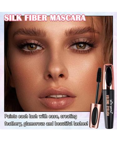 2 Pack 4D Silk Fiber Lash Mascara Lengthening and Thick Long Lasting Waterproof Mascara Set for Women All Day Smudge-Proof Mascara Volume and Length Black - Buy Online on GoSupps.com
