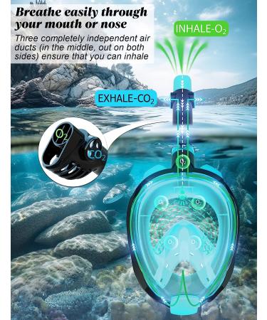 WSTOO Snorkel Mask - Foldable 180 Panoramic View Full Face Snorkeling Mask with Dry Top Breathing System - Anti-Fog, Anti-Leak, Camera Mount - Adults & Kids - Black/Green (S/M) - Buy Online on GoSupps.com