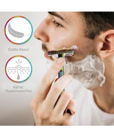 Eco-Friendly Double Edge Metal Razors for Men & Women | Classic Zero Waste Shaving | Bambaw Rainbow Colors - Buy Online on GoSupps.com