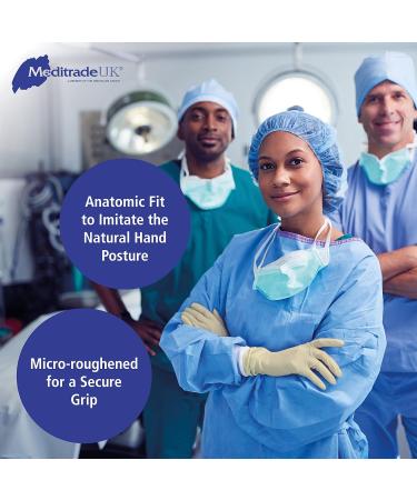 Surgical Gloves - Medium Powder Free Sterile Latex Disposable (Size 7.5, 50 Pairs) for Surgery Operations and Medical Exam PPE - Meditrade Gentle Skin - Buy Online on GoSupps.com