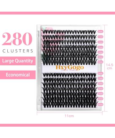HxyGogo Wispy Fluffy Lash Clusters DIY Eyelash Extensions 280 pcs - 8-16MM D Curl Individual Lashes for Natural Look, Reusable 40D-50D Cluster - Buy Online on GoSupps.com