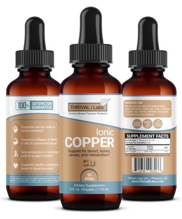 Ionic Copper Drops 30 PPM Premium Bioavailable Liquid Copper Supplement for General Wellness & Trace Mineral Support Amber Glass Bottle with Dropper 4 fl oz 4 Fl Oz (Pack of 1) - Buy Online on GoSupps.com