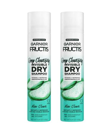 Garnier Fructis Deep Cleansing Invisible Dry Shampoo, Powered by Rice Starch and Clay to Instantly Refresh Hair, No Visible Residues, Aloe Clean, 4.4 oz, 2 Count