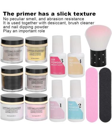 Dip Powder Nail Kit Starter 8Pcs Nail Art Powder Top Base Coat Gel Dusting Brush Manicure Tool Set DIY Salon Nail Art Manicure(K1215) - Buy Online on GoSupps.com