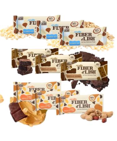 SOFT-BAKED HEALTHY FIBER AND GRAIN FIBER BARS. Fiber Delicious Treat Three of Each 1.6 Ounce Bars In Peanut Butter Brownie And Blondie Flavors (9 Pack)