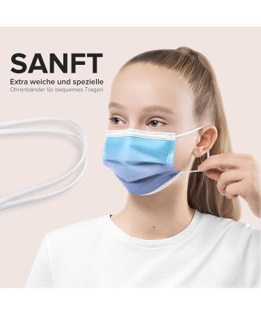 50pc Small Disposable Face Masks Made in Germany - CE Certified, Type IIR - Breathable Triple Layer Filtration - Rainbow Turquoise - Buy Online on GoSupps.com