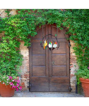 Stained Bird Ornaments Multicolor Cliplanyard Window Hanging - Metal Bird Garden Decoration (3 Birds) - Buy Online on GoSupps.com