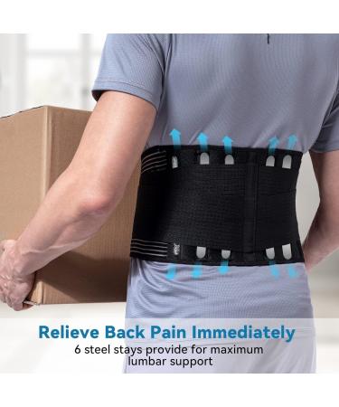 Back Brace with 6 Stays for Lower Back Support - Adjustable Lumbar Decompression Belt for Herniated Disc & Sciatica - Black Medium Size - Buy Online on GoSupps.com