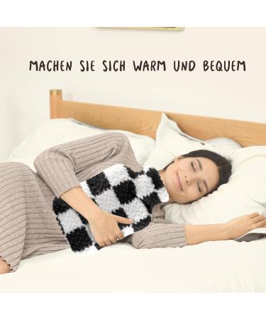 Buy SAMPLY 2L Hot Water Bottle with Soft Cover - Fluffy Bed Bottle for Kids & Adults - Perfect Warmth & Gift Idea for Women - Black & White - Buy Online on GoSupps.com