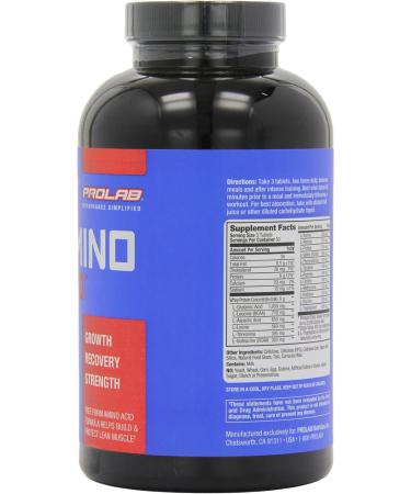 Prolab Nutrition Amino 2000 Essential Amino Acids for Muscle Recovery & Lean Muscle Mass - 150 Tablets (30 Servings) - Buy Online on GoSupps.com