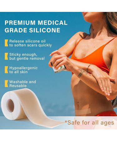 Medical Grade Silicone Scar Tape - 164x1.57 Roll for Scar Removal | C-Section Tummy Tuck Keloid & Surgical Scars | Reusable Silicone Scar Sheets - Buy Online on GoSupps.com