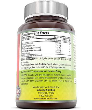 Amazing Omega Superba Krill Oil 500mg Softgels - Non GMO Gluten Free - 200mg Omega 3 Fatty Acids - 120mg EPA & 56mg DHA - Best Omega 3 Supplements (120 Count) - Buy Online on GoSupps.com