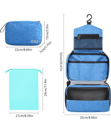 Cooja Hanging Toiletry Wash Bag with Hook & Handle - Sky Blue | Travel Gear Set for Men and Women | Includes 1 Toilet Bag + 2 Drawstring Bags - Buy Online on GoSupps.com