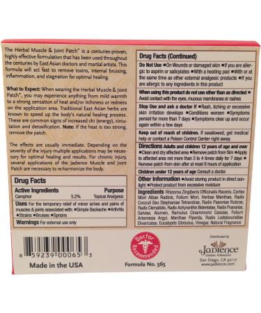 JADIENCE Muscle & Joint Pain Relief Patch | 3 Pack, 5 per Box | Natural Dit Da Jow | Relieves Neck, Back, Shoulders, Arms, Hips, Knees | Hypoallergenic Analgesic - Buy Online on GoSupps.com