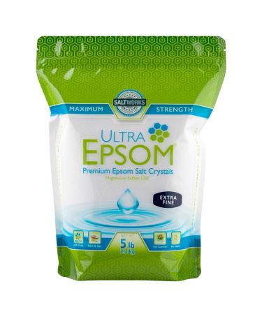 SaltWorks Ultra Epsom Bath Salt  Unscented  Extra Fine Grain  5 Pound Bag 5 Pound (Pack of 1) Extra Fine
