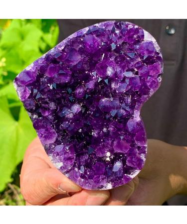 240g Natural Heart Shaped Amethyst Gemstone Quartz Cluster Crystal Specimen Beautiful Crystal Home Goods - Buy Online on GoSupps.com