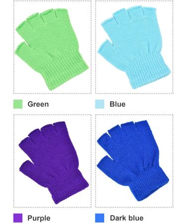 Bememo 4 Pairs Fingerless Gloves - Half Finger Mittens for Kids - Knitted Winter Typing Gloves - Solid Color Set 2 - Ideal for Boys & Girls - International Shipping Available - Buy Online on GoSupps.com