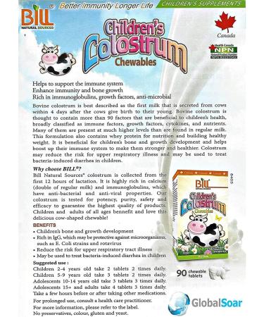 Children's Colostrum 90 chewables Bill Natural Sources(Bill Beauty) (Pack Option) (90 count (Pack of 2)) - Buy Online on GoSupps.com