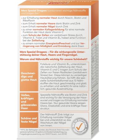 Merz Special Skin Hair Nail Dragees | Dietary Supplements with 13 Micro-Nutrients for Radiant Skin Shiny Hair & Strong Nails - 120 Dragees - Buy Online on GoSupps.com