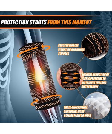 2 Pack Copper Elbow Bandages for Arthritis & Tendon Inflammation - Professional Tennis & Golfer's Arm Support for Men & Women (XL) - Buy Online on GoSupps.com