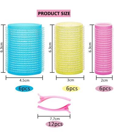 30 Pcs Hair Rollers 18 Pcs Self Grip Velcro Hair Rollers with 12 Pcs Duckbill Clips Small Medium Large Hair Rollers for Styling and Hair Volume (Rollers: 44mm 36mm and 25mm) blue yellow pink - Buy Online on GoSupps.com