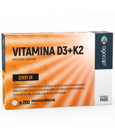 Agocap Vitamin D3 + Vitamin K2 (MK7) Dietary supplement for bones and the immune system 200 tablets