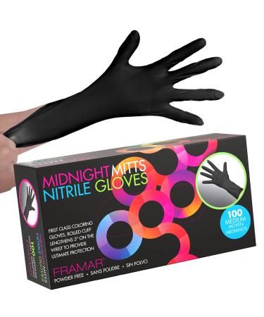 Framar Powder Free Nitrile Gloves  12 INCH Black Gloves Disposable Latex Free, Non Latex Gloves, Nitrile Gloves Medium, Latex Free Gloves Medium, Guantes Desechables, Medium Nitrile Gloves Medium (Pack of 100)