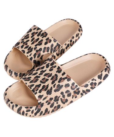 Heflashor Unisex Bathes Cloudyzz Schlappen Cloud Wolke slippers Nutchpest Pantolettes soft Eva flip -flops for women men 40/41 EU Khaki Leopard
