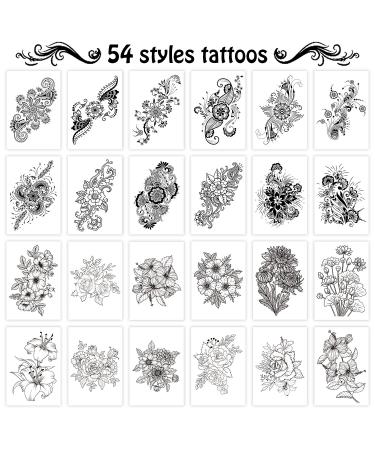Cerlaza Temporary Tattoos for Women - 66 Sheets Henna Flower Designs | Waterproof, Long Lasting Semi Permanent Fake Tattoos - Buy Online on GoSupps.com
