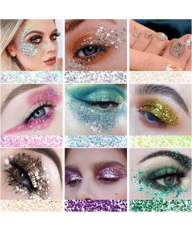 Holographic Body Glitter Gel - Long-Lasting, Waterproof Mermaid Sequins Liquid Eyeshadow in Pink 104 for Festivals and Rave Parties - Buy Online on GoSupps.com