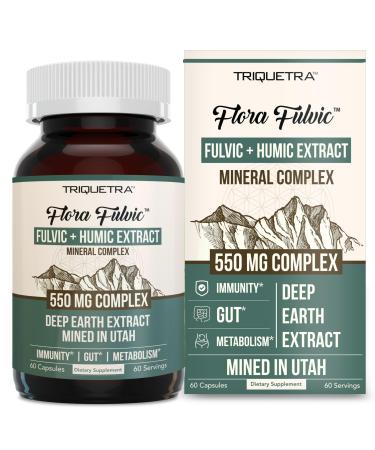 Flora Fulvic | Fulvic Acid + Humic Acid Complex 550 mg |Mined in Utah Prehistoric Deep Earth Extract | Immunity Gut Digestion Natural Trace Mineral Complex Fulvic Acid Supplement 60 Capsules