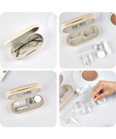 Shop Durable 2-in-1 Eyeglass & Contact Lens Case - Portable Double-Sided E-Beige | International Shipping Available - Buy Online on GoSupps.com