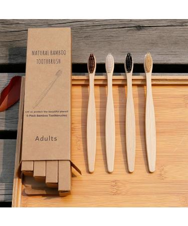 Buy Eco-Friendly Charcoal Toothbrushes | Soft Bristles & Reusable Bamboo | Perfect for Travel Camping & Picnics - 4 Colors - Buy Online on GoSupps.com