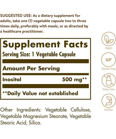 Inositol 500mg Solgar 100 VCaps - Natural Mood and Hormone Support - Buy Online on GoSupps.com