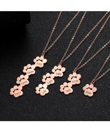 Exlarify Personalized Paw Print Necklace | Memorial Jewelry for Dog Lovers | Custom Names | Pet Memorial Gift | Rose Gold - Buy Online on GoSupps.com