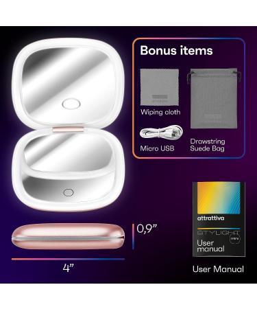 Attrattiva Portable LED Makeup Mirror - 1x Lighted Mirror and 10x Magnifying Hand Mirror for On-the-Go Beauty Fixes - Buy Online on GoSupps.com