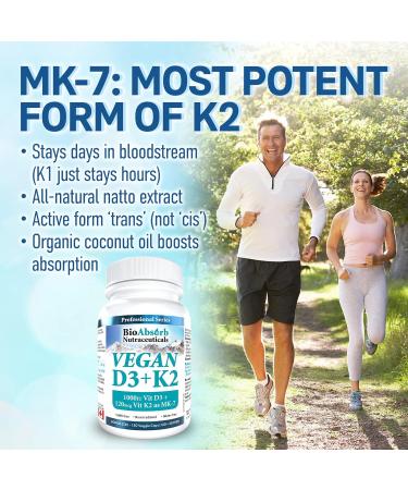 Vegan Vitamin D3 1000 IU + Vitamin K2 MK-7 Form (120 mcg). 150-Day Supply 150 Vegetarian Capsules - Buy Online on GoSupps.com