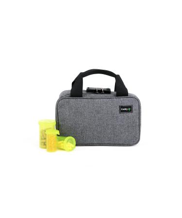 Kaddy Secure Pill Organizer Box Storage for Bottles of Medicine or Supplements Toiletry Travel or Home TSA Approved Lock(Grey)