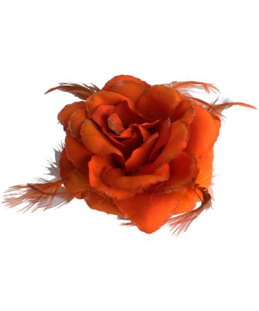 Orange Rose Hair Clip Large Rose Fascinator Flower Hair Clip Orange Hair Accessories Clips Elastic Wedding Hair Flower 1pc
