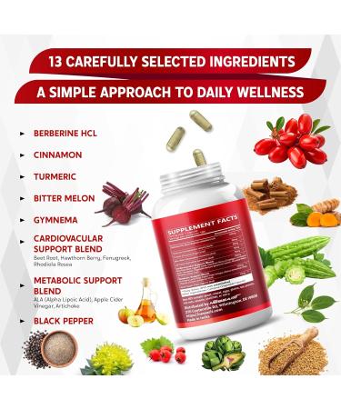 Berberine Cinnamon Turmeric Bitter Melon & Gymnema Support Heart & Metabolic Health 180 Capsules 180 Count (pack of 1) - Buy Online on GoSupps.com