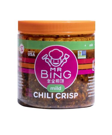 Mr Bing Chili Crisp | Mild - Delicious, Flavorful & Crunchy Chili Oil - Made in USA Chili Paste Hot Sauce - Gluten Free, Vegan, No MSG, Non-GMO Oil - (7 oz.) Mild 7 Ounce (Pack of 1)