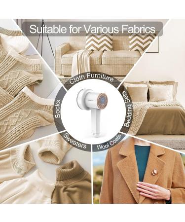 HOMEASY Fabric Shaver Rechargeable Lint Remover with 3 Blades & LED Display - White | Removes Fuzz from Sweaters, Couches, Clothes, Carpets & Furniture - Buy Online on GoSupps.com