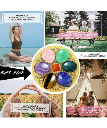 Worry Stone Set: Tiger's Eye & Amethyst Healing Crystals - 2PCS Hand Carved Thumb Stones for Anxiety Relief and Meditation - Buy Online on GoSupps.com